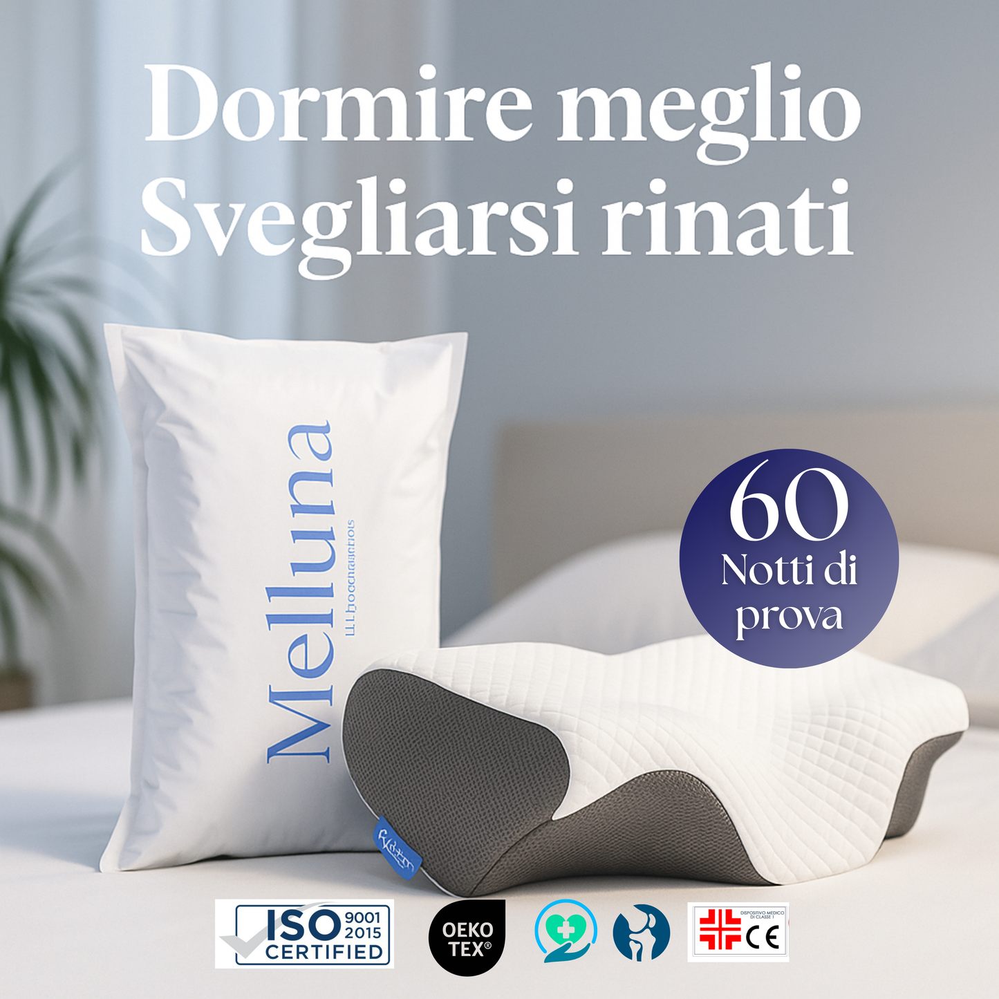 Melluna Nuvola® - Cuscino Ortopedico in Memory per Supporto Cervicale