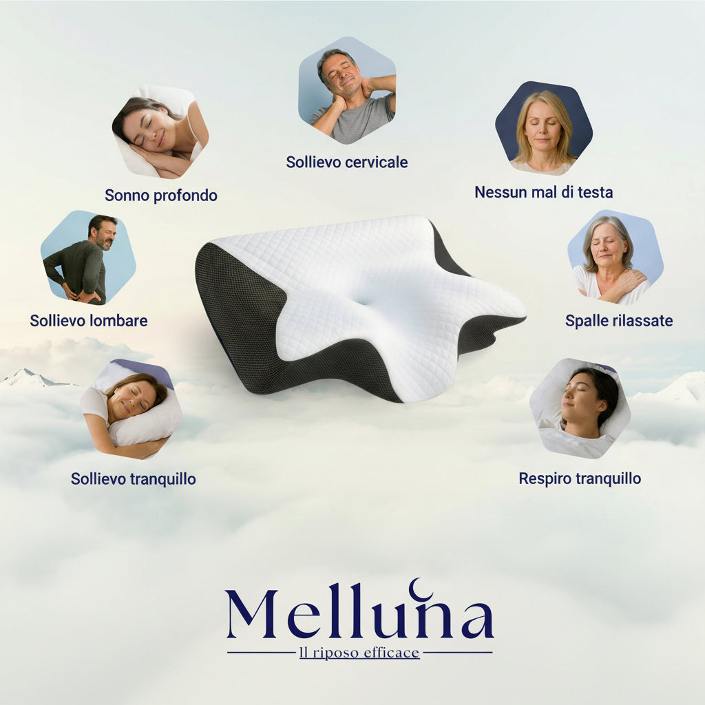 Melluna Nuvola® - Cuscino Ortopedico in Memory per Supporto Cervicale